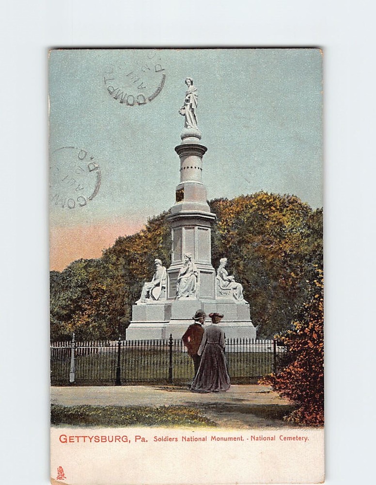 Postcard Soldiers National Monument National Cemetery Gettysburg Pennsylvania