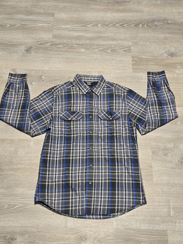 Eddie Bauer Men’s Blue Plaid Long Sleeve Button Up Shirt Size Medium