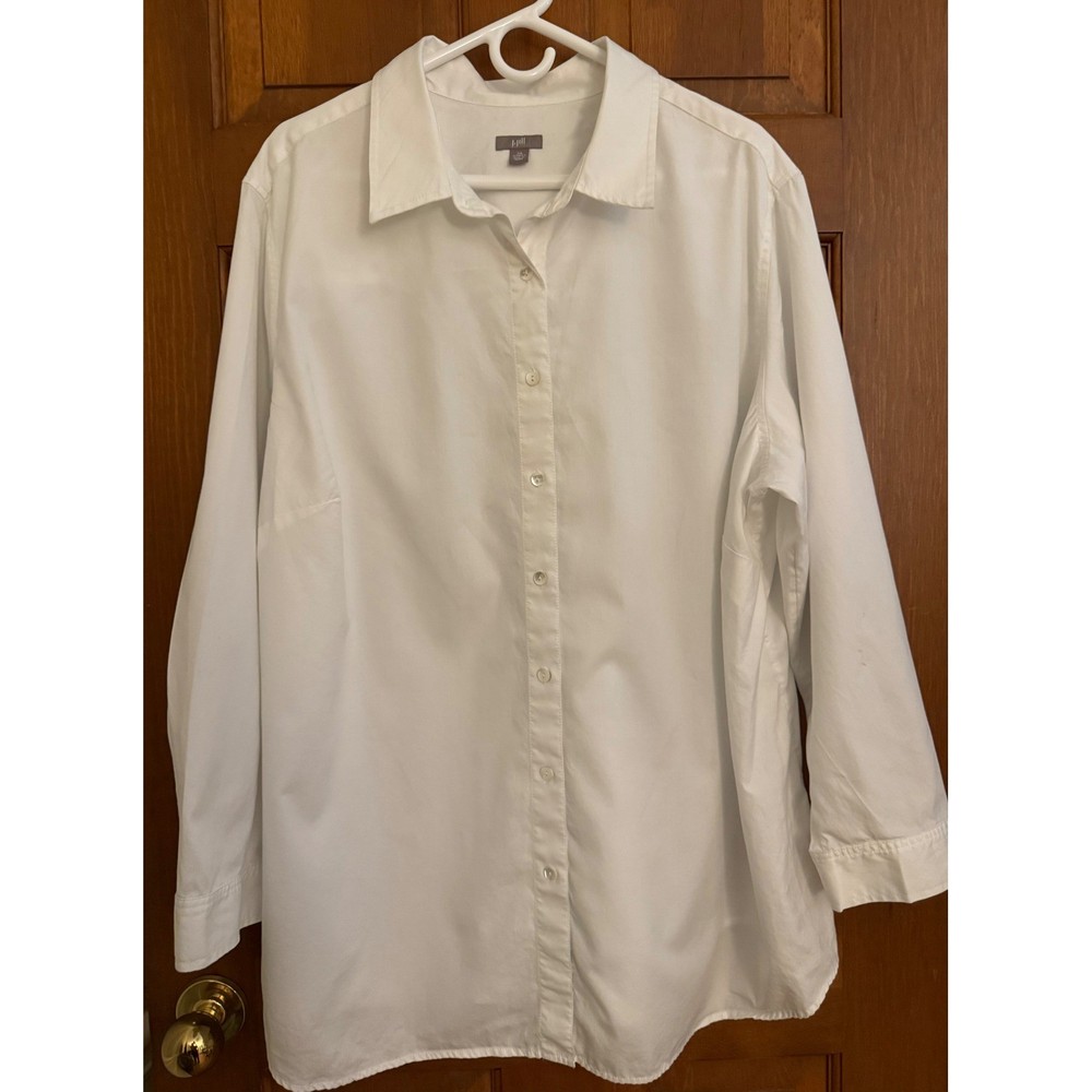 J. Jill Womens Oxford Shirt Size 3X White Button-Up Career Business Casual