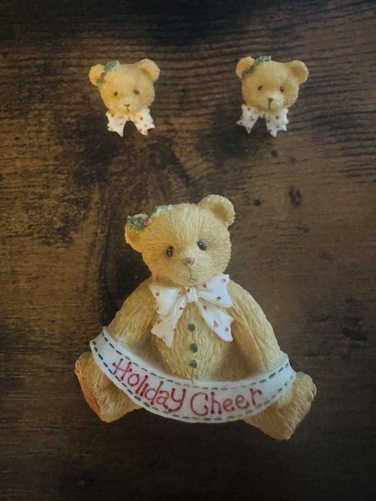 Cherished Teddies Christmas Brooch Lapel Pin And Earrings Set