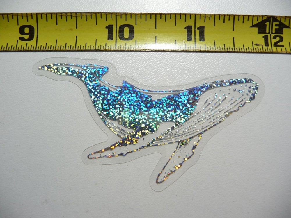HOLOGRAPHIC BLUE WHALE STICKER DECAL OCEAN SEA LIFE SPARKLE