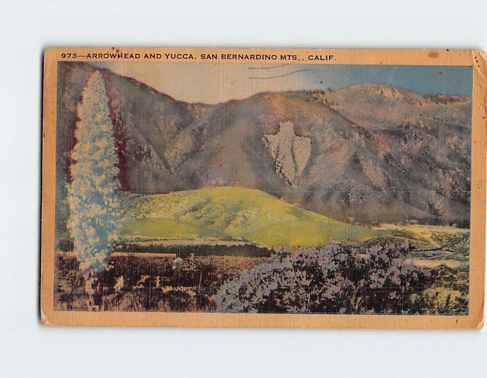 Postcard Arrowhead & Yucca San Bernardino Mountains California USA