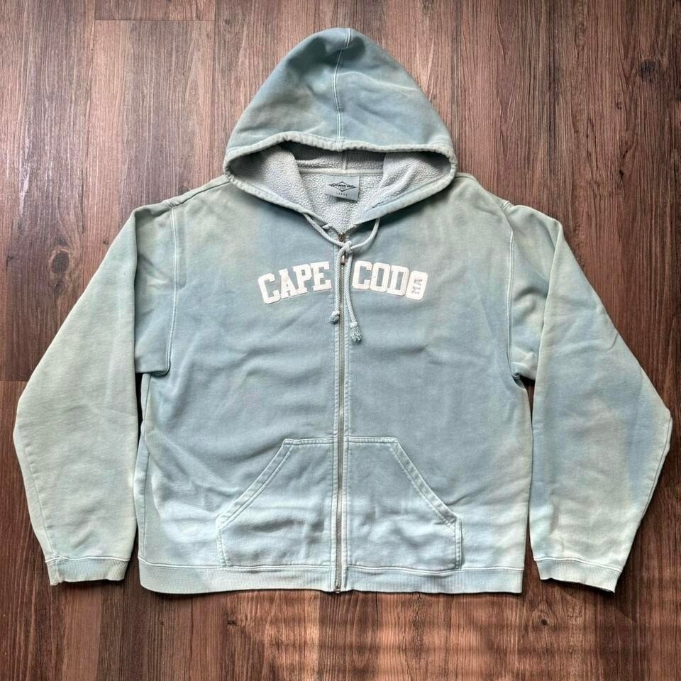 Cape Cod Sweatshirt Women's Large Genuine Pigment Dyed Full Zip Hoodie Blue