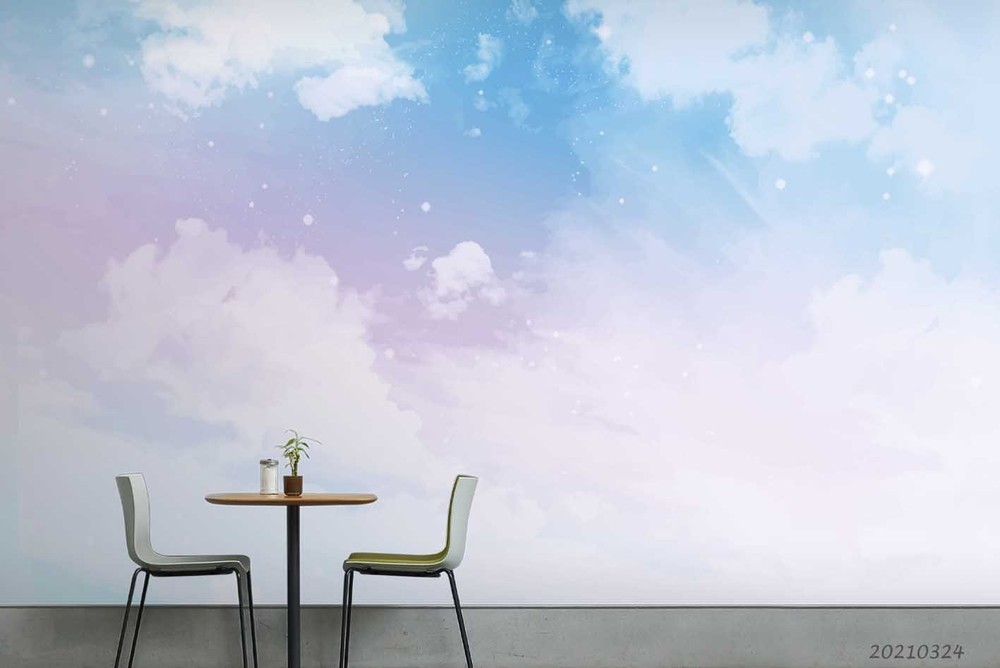3D Sky Clouds Watercolor Wall Murals Wallpaper Murals Wall Sticker 8