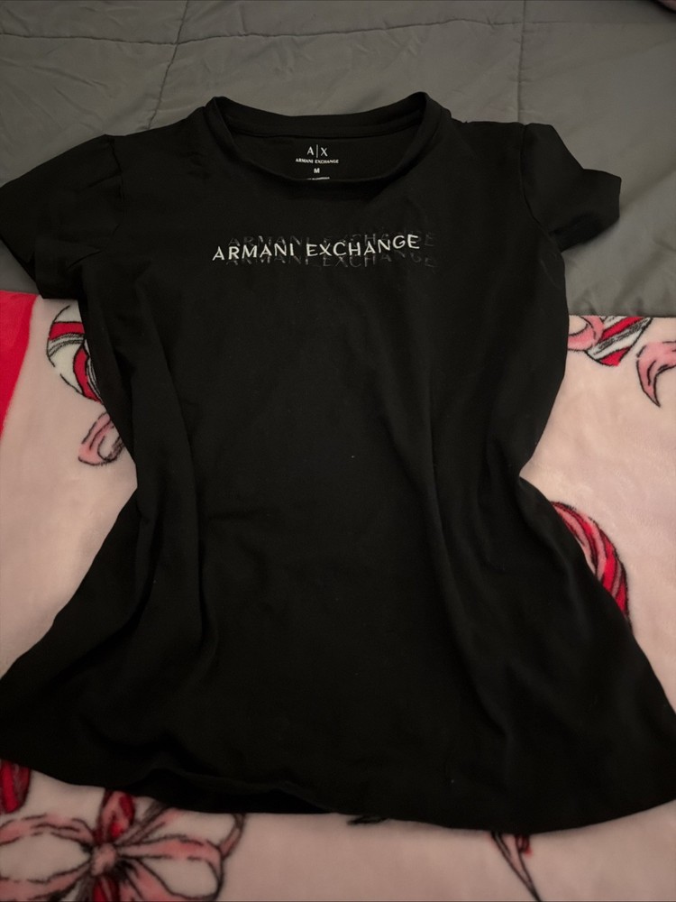 Armani Exchange Women's Black T-shirt Size Medium Short Sleeve