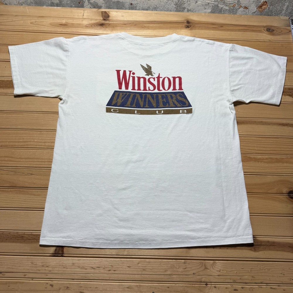 Vintage 1993 Winston Winners Club Racing Cigarette Promo Pocket T-Shirt Men's XL