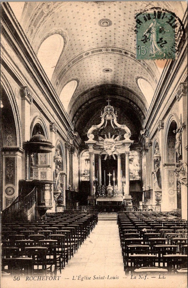 Dr Jim Stamps Postcard Rochefort L'Eglise Saint Louis Interior C1919