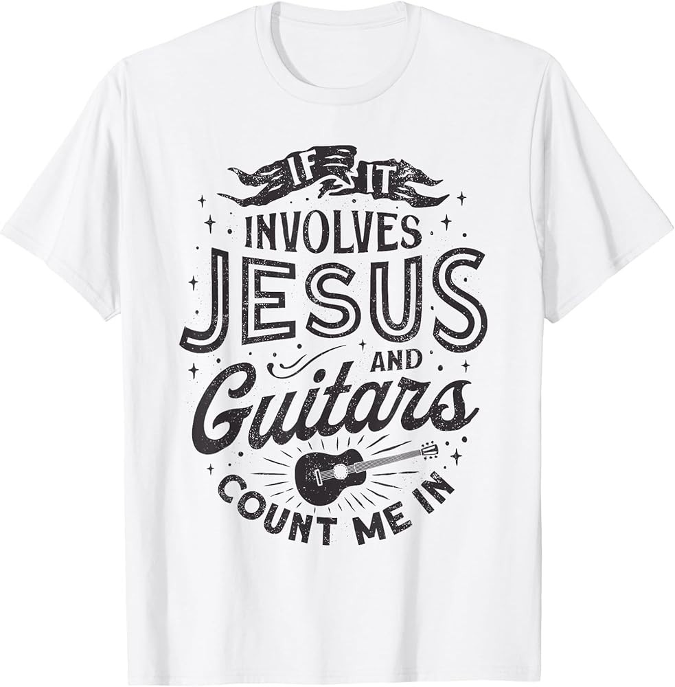 Jesus Guitarist Christian Music T-Shirt for Worship Fans