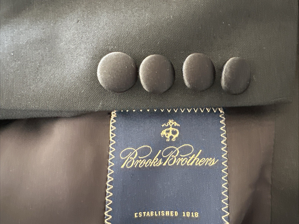 Men's BROOKS BROTHERS BARON 100% Wool Tuxedo Jacket Blazer  46XL  with defects