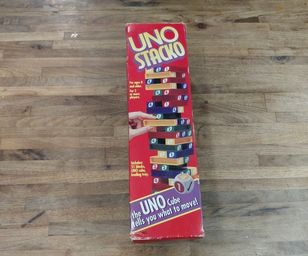 UNO STACKO The Stacking Tower Strategy Game Mattel. Complete Minus Instructions