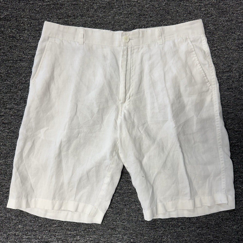 Mens INC International White Linen Casual Beach Lounge Chino Shorts - Size 34