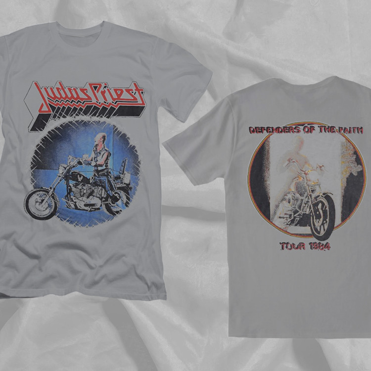 Judas Priest DEFENDERS OF THE FAITH 1984 Tour Gray Double Sided T-Shirt