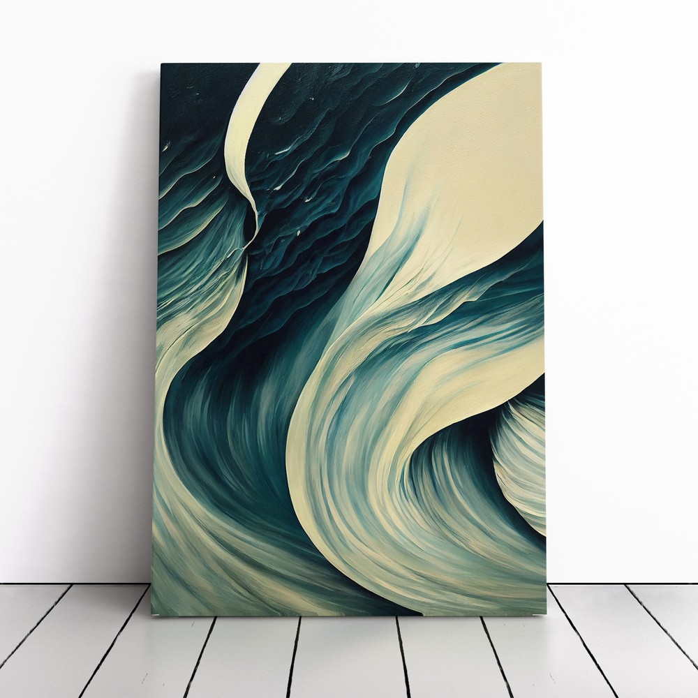 Tranquil Ocean Wave Abstract Canvas Wall Art Print Framed Picture Home Decor