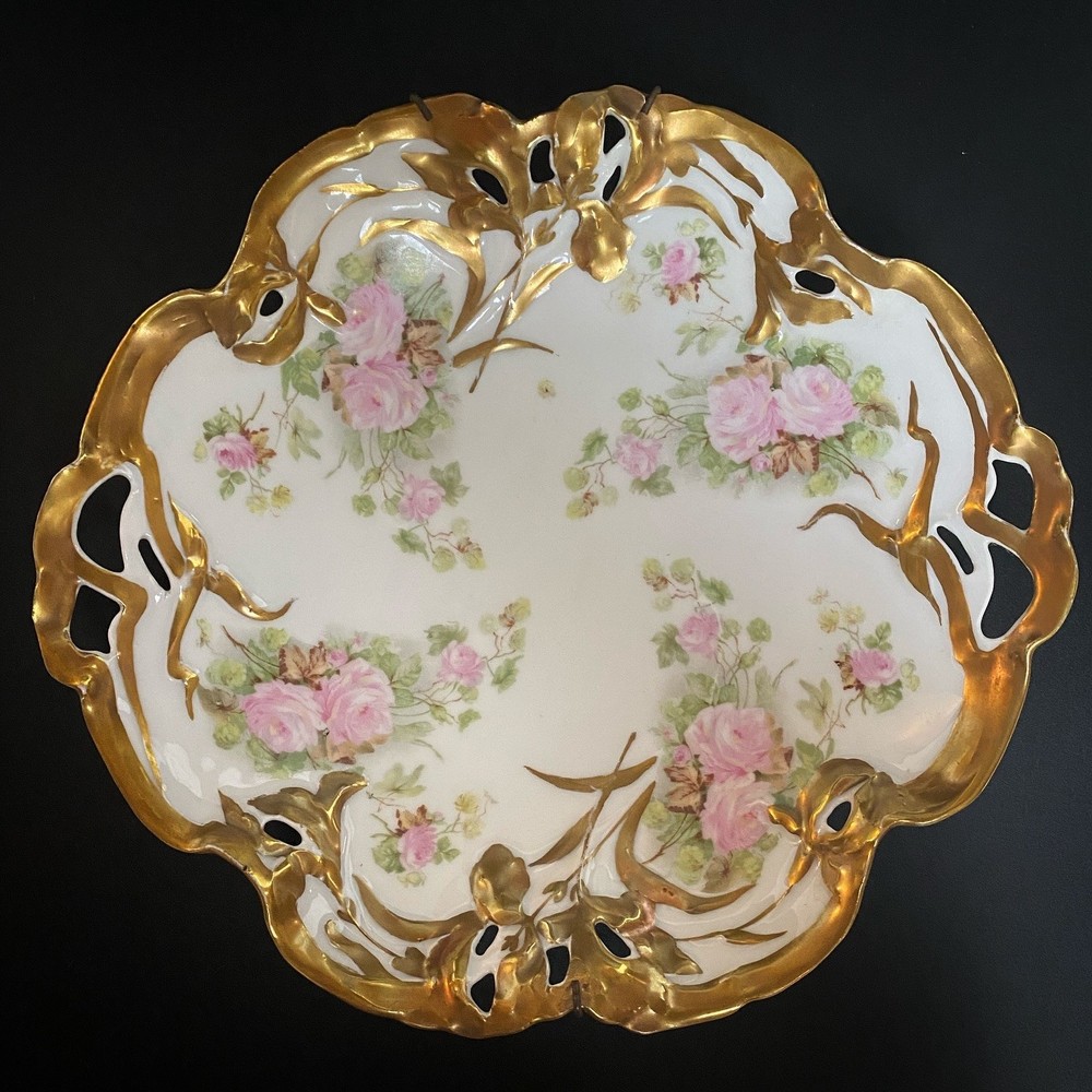 Antique German Rosenthal Porcelain~Blown Out Reticulated Center Bowl