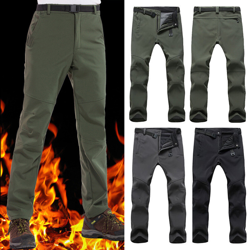 Mens Thermal Fleece Lined Elasticated Cargo Combat Work Walking Trousers Pants~