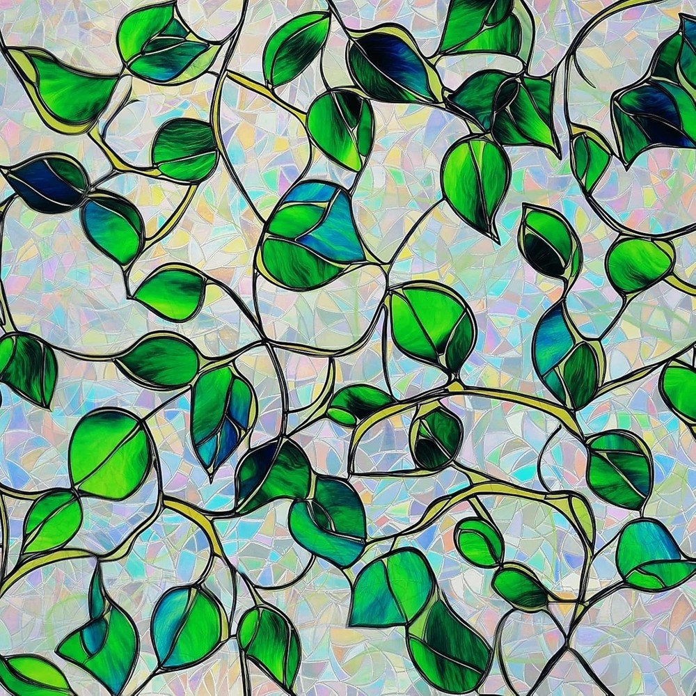 Window Privacy Film Stained Glass Decorative Static Clings Rainbow Window Tin...