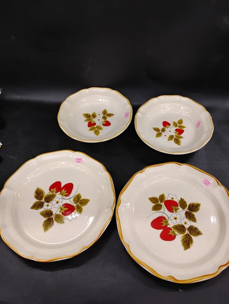 Set of 2 Mikasa Strawberry Festival 10 3/4” Dinner Plates and 2 Cereal Bowls 8.5