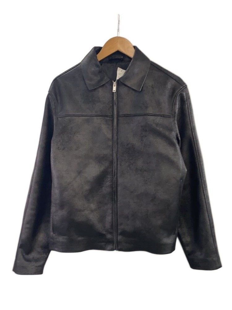 Zara Washed  Leather Jacket/Jacket/S/ Leather/Blk/Plain 3504