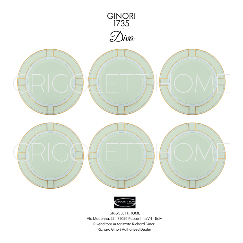 Richard Ginori - Diva Verde - Set Of 6 Dessert Plates 20 Cm - Retailer