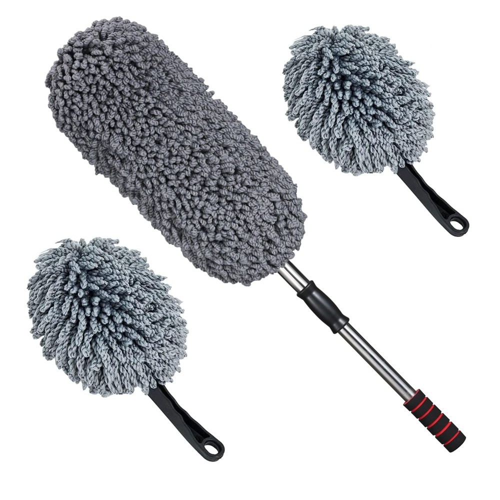 3 Pack Large Microfiber Car Duster Exterior Scratch Free with Extendable, Car...