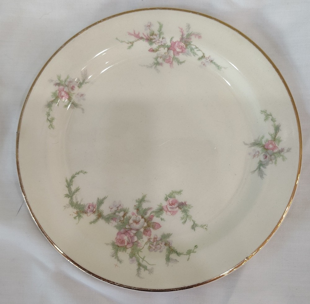 Taylor Smith Taylor China Pink Bridal Flower Gold Trim Plate