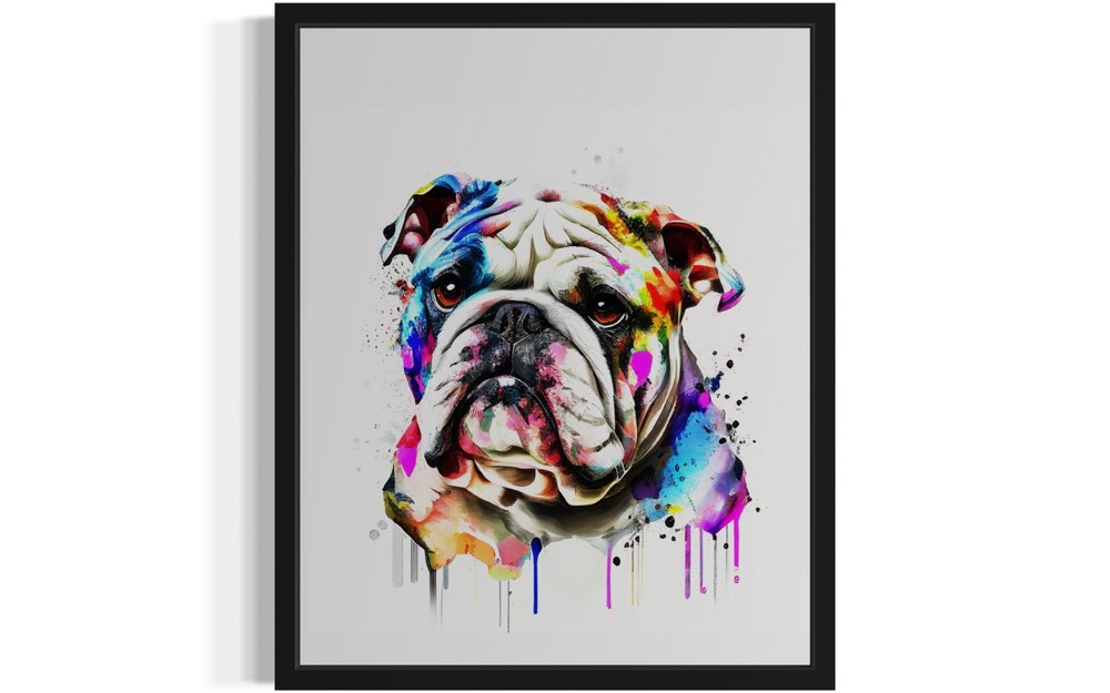Bulldog Griffons Dog Watercolor Photo Art Print Poster Wall Art Painting