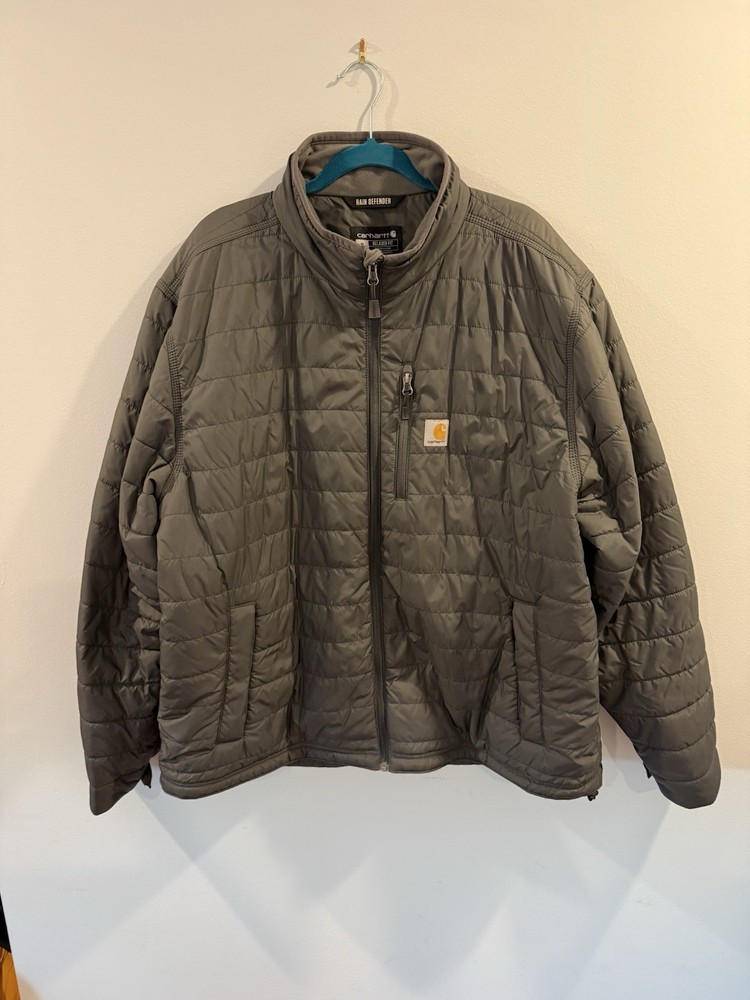 Carhartt Men’s Rain Defender® Insulated Jacket – Gray – Size XL – Relaxed Fit