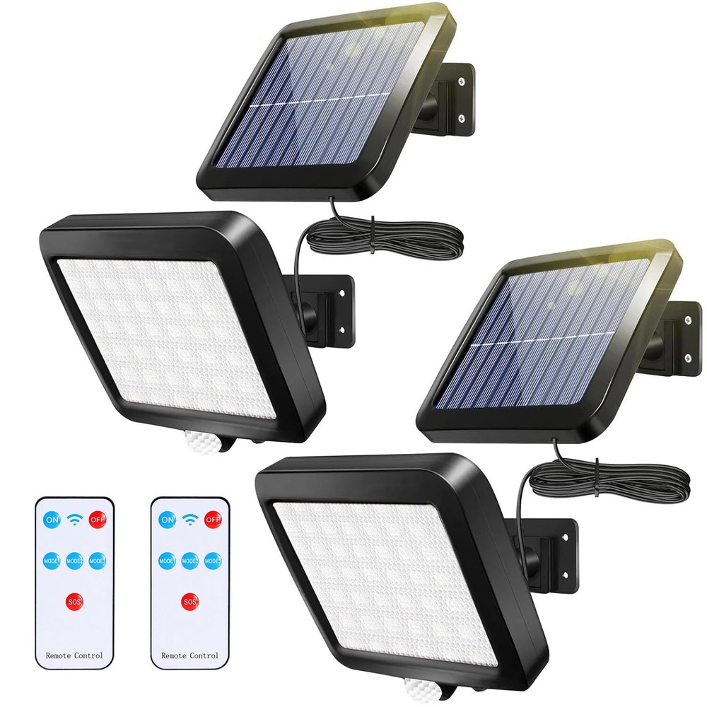 2 Pack 1200000lm Solar Light Outdoor PIR Motion Sensor Wall Flood Security Lamps