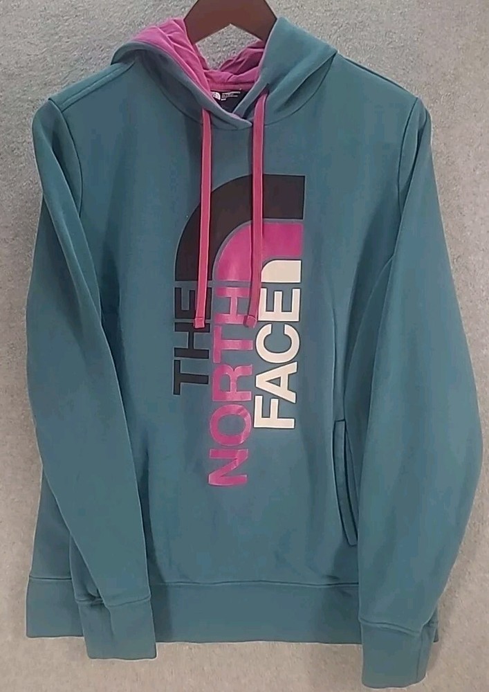 The North Face Hoodie Womens Medium Gree Long Sleeve Pullover Sweatshirt Pockets