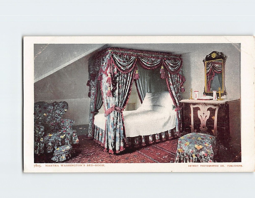 Postcard Martha Washington's Bed Room  Mount Vernon Virginia