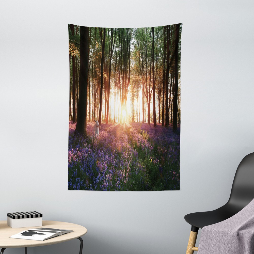 Forest Tapestry Sunrise Woods in Spring Print Wall Hanging Decor