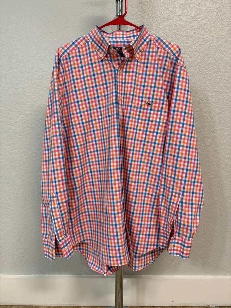 Vineyard Vines Tucker Shirt Men's L Multicolor Check Cotton Long Sleeve