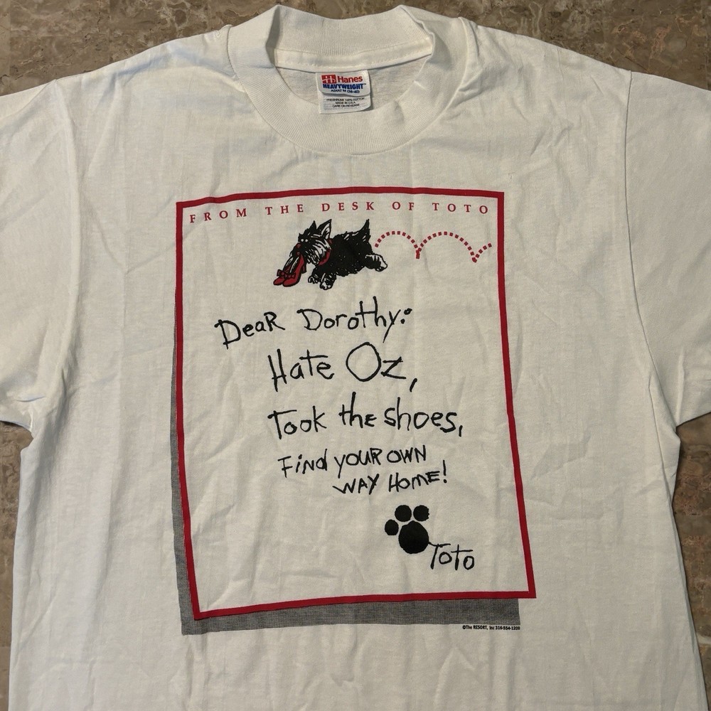 Vintage Wizard Of Oz White Dear Dorothy Toto T-shirt Cotton unisex Tee Z059