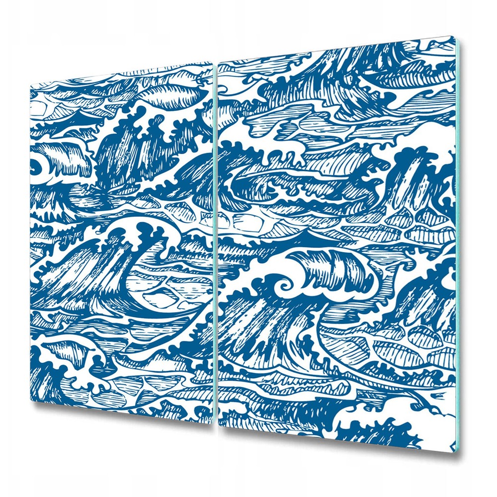 Serving Chopping Board Glass Cover Worktop Saver Storm Waves Sea Ocean 2x30x52