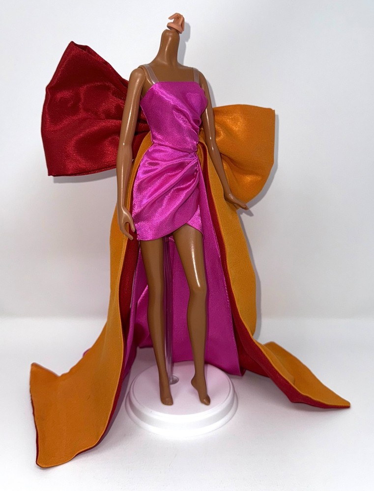 Barbie Styled By Design Doll #1 Suim Noh Model Muse Outfit Pink Satin Dress