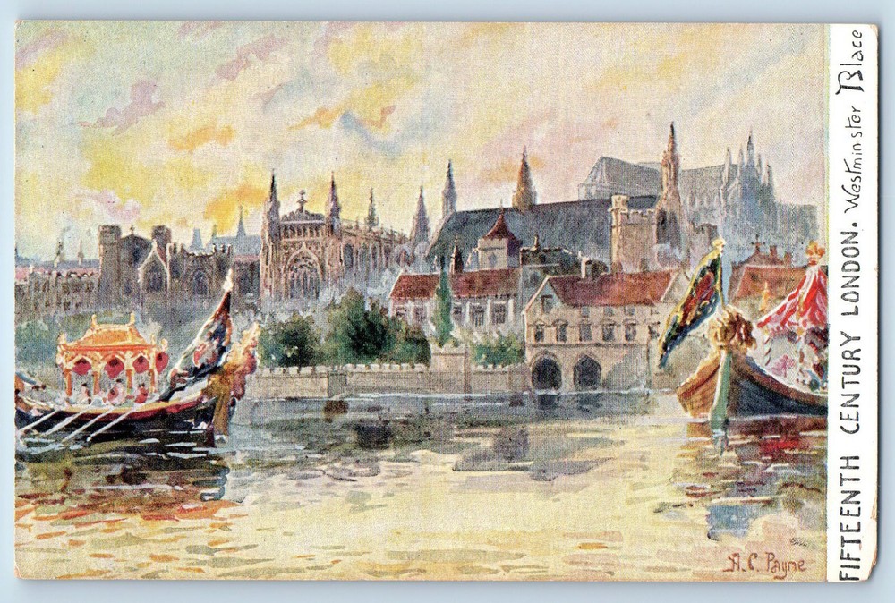England Postcard Fifteenth Century London Westminster Place c1910 Antique