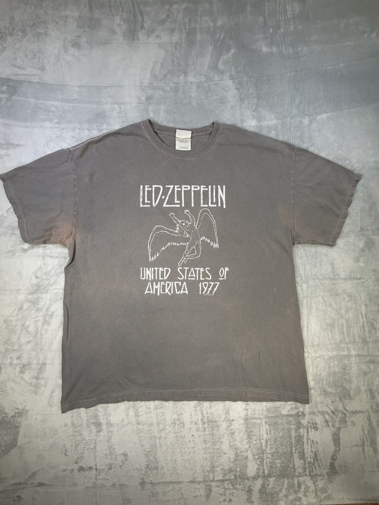 Led Zeppelin Vintage 1977 USA Tour Band Tee Men’s XL Gray Icarus Rock Shirt 2001