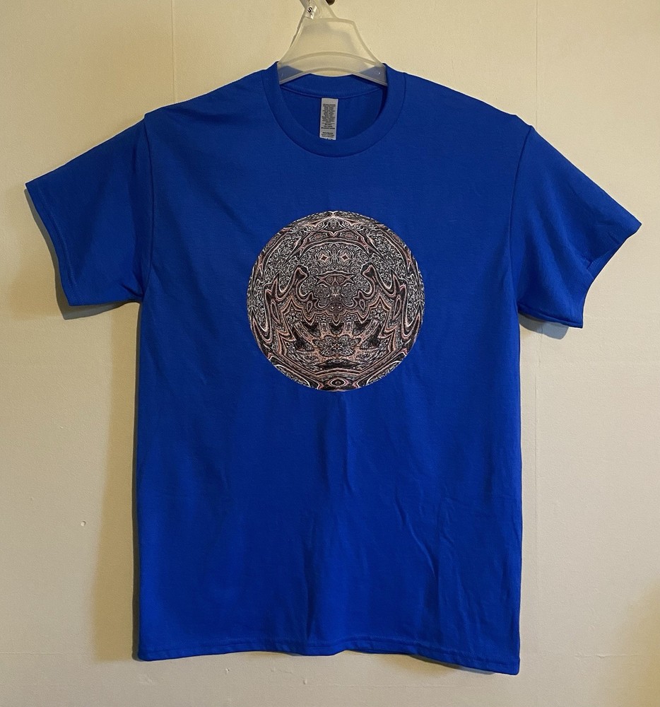 custom made t-shirt Unique art merch Design Size Medium crew neck blue color