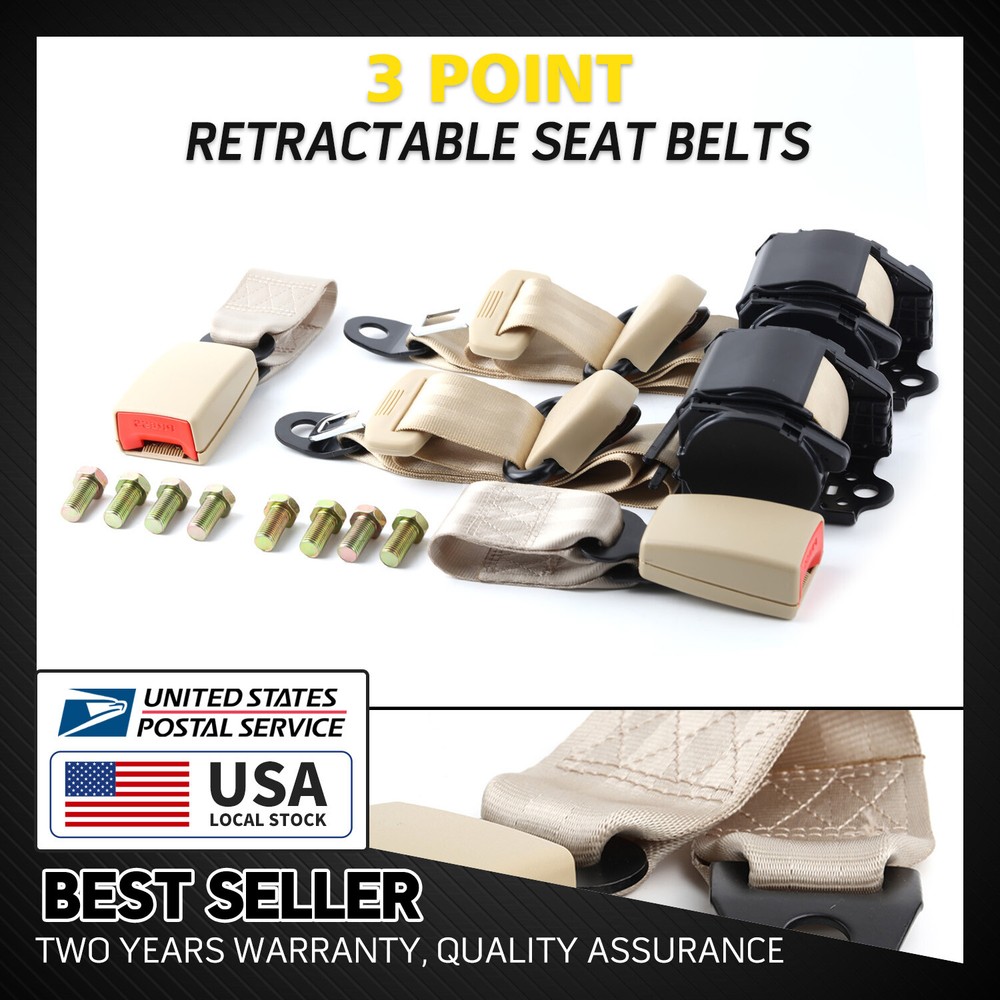2pcs Universal 3 point Retractable Seat Belt Lap Belt quality and inexpensive US