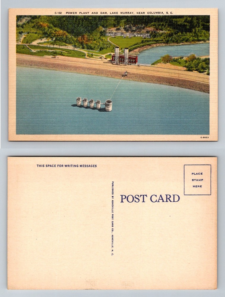 Columbia, SC-South Carolina, Lake Murray Power Plant and Dam Vintage Postcard