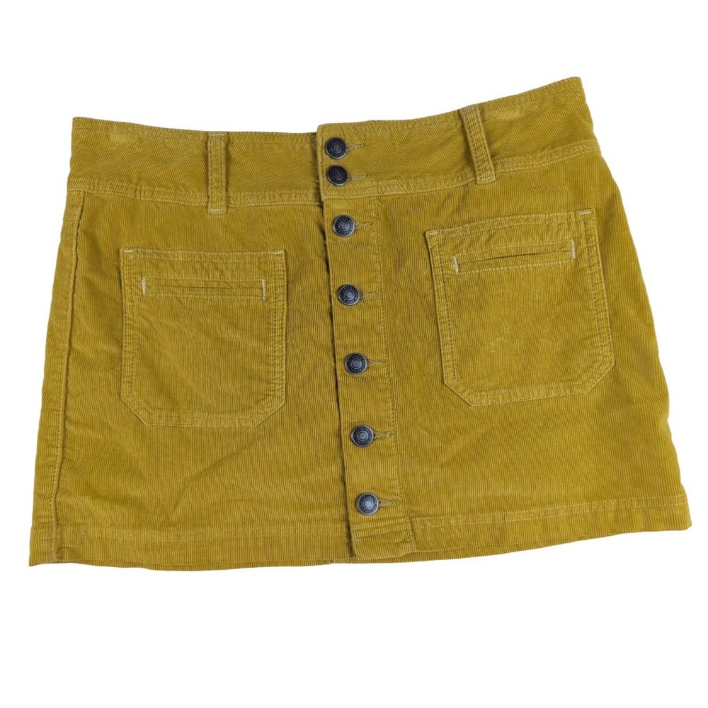 We The Free Women’s Joanie Mustard Corduroy Button Down Mini Skirt Size 29 Reg
