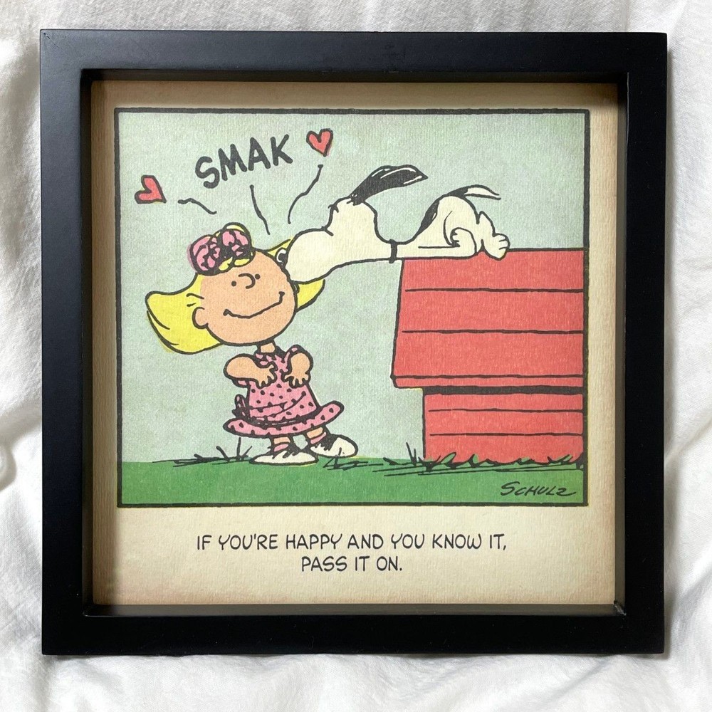 Hallmark Peanuts Snoopy & Sally Brown Vintage Wooden Art Frame Rare