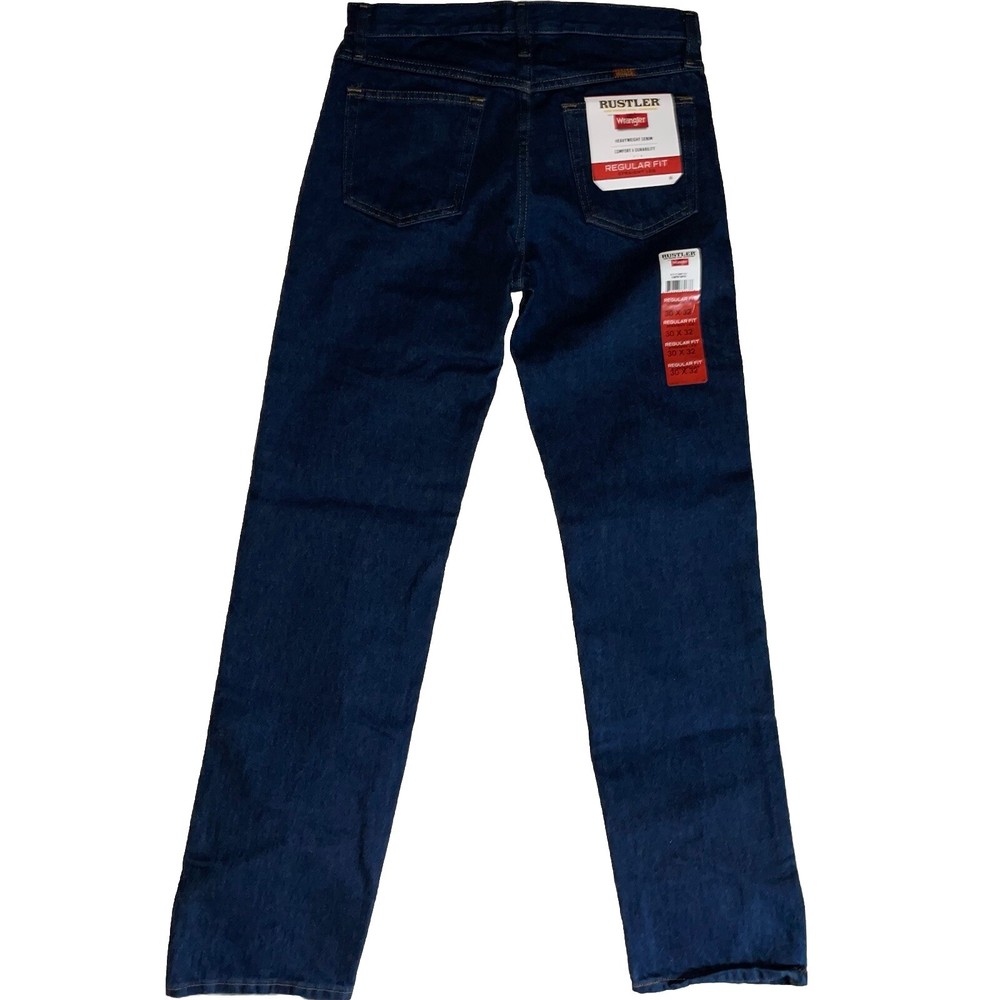 NEW Rustler Heavyweight Dark Blue Wrangler Jeans Regular Fit Straight Leg 30x32