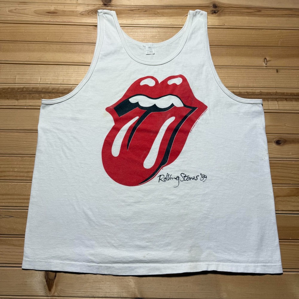Vintage 1989 The Rolling Stones Classic Tongue Logo Music Graphic T-Shirt USA XL