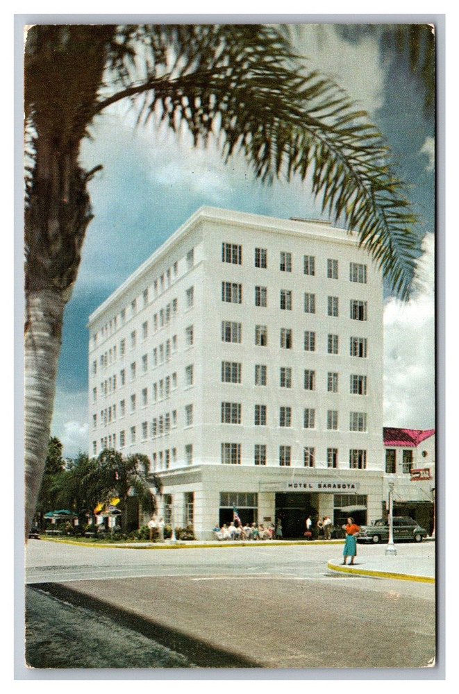 Sarasota FL Florida Hotel Sarasota Downtown Street View Chrome Postcard