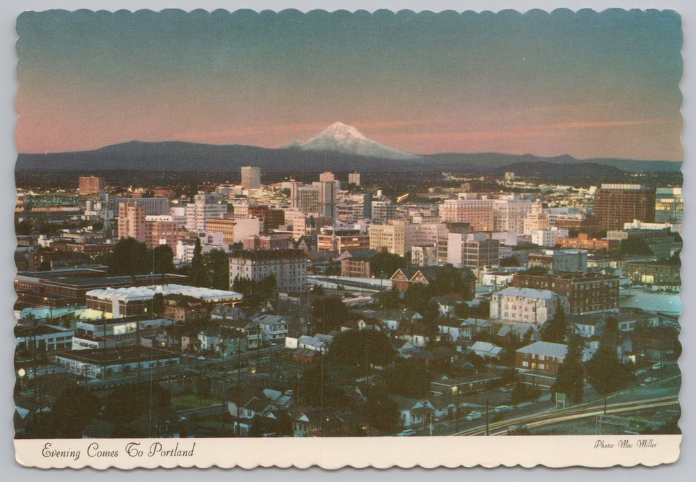 State View~Air View Mt Hood & Portland Oregon~Continental Postcard