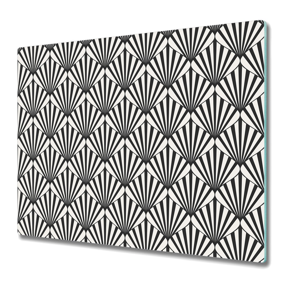 Tempered Glass Cutting Board Worktop Saver Geometric black and white 60x52