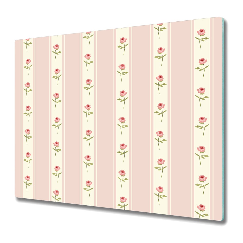Tempered Glass Chopping Board Shabby chic roses yellow and pink 60x52