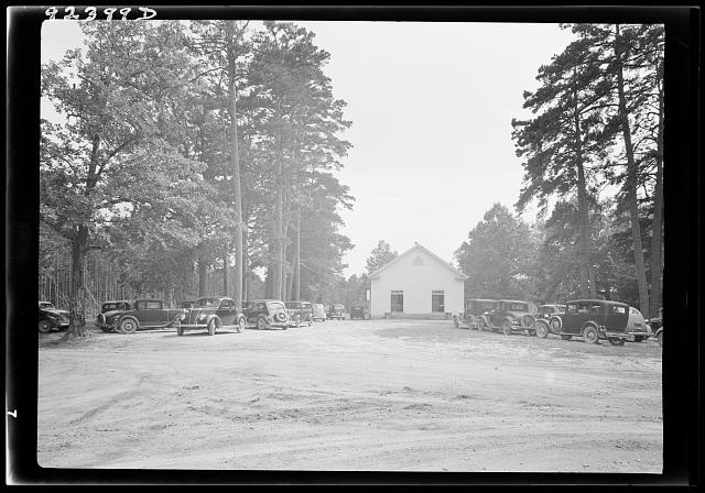 Person County North Carolina Wheeley's Church grounds 1939 cars trees