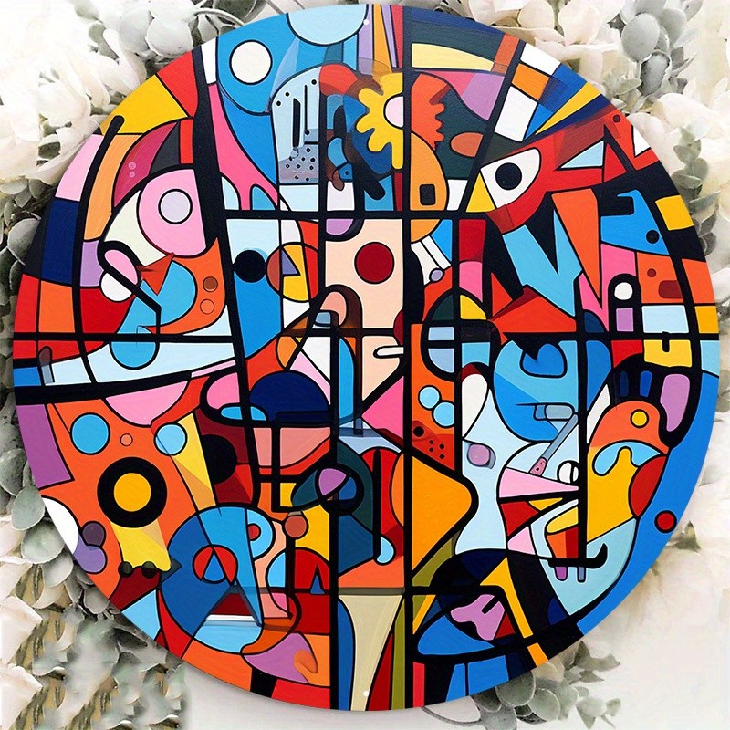 Round Multicolor Abstract Art Wall Decoration Modern